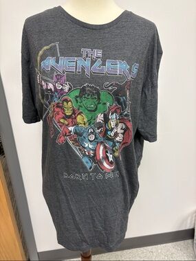Old Navy Charcoal Gray Avengers Graphic Tee with Multi-Color Print